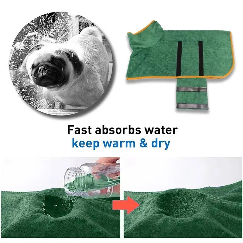 Dog Bathrobe Microfiber Quick Drying Bathrobe Bath Towels for Small Medium Large Dogs Cats Pet Clothes Coat Dog Accessories