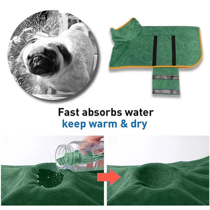 Dog Bathrobe Microfiber Quick Drying Bathrobe Bath Towels for Small Medium Large Dogs Cats Pet Clothes Coat Dog Accessories